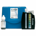 A LaMotte pH Test Kit 6.0 - 7.4 pH - 2109-01 features a blue carrying case, indicator solution, test tube, and color chart for measuring pH levels from 6.0 to 7.4 with accuracy and ease.