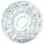 Un laberinto circular de plástico transparente, similar al Cartucho de Reactivos SpinDisk - 4334-H, presenta varias pequeñas bolas metálicas en su interior. Diseñado como un juego de puzles rodante, tiene un agujero central con varios caminos y paredes que guían las bolas.