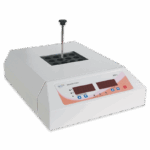 A white COD Heater Block 5-0102 laboratory dry block heater with a digital control panel, multiple sample wells on top, and a probe inserted into one of the wells.