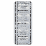 A blister pack labeled CALCIUM HARDNESS INDICATOR and LaMotte TesTabs with product codes and safety information printed in black text on a white background.